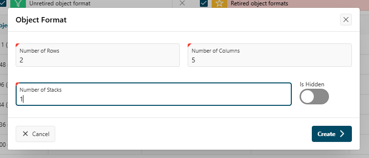 Create object format screenshot Create object format